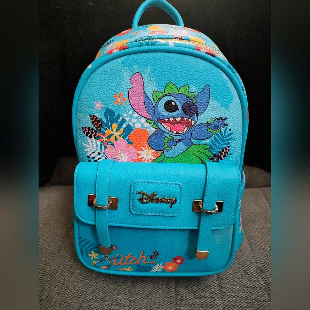 Disney Stitch Floral Kids Backpack - Turquoise